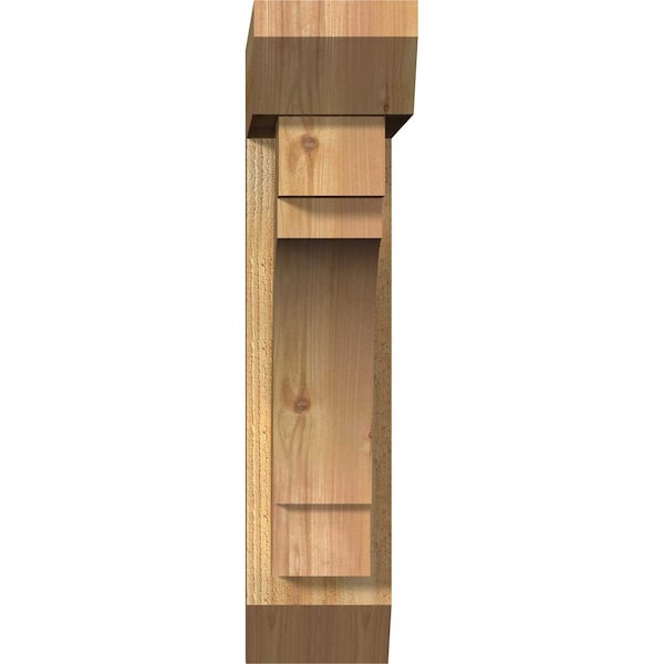 Merced Slat Rough Sawn Bracket W/ Offset Brace, Western Red Cedar, 6W X 22D X 26H